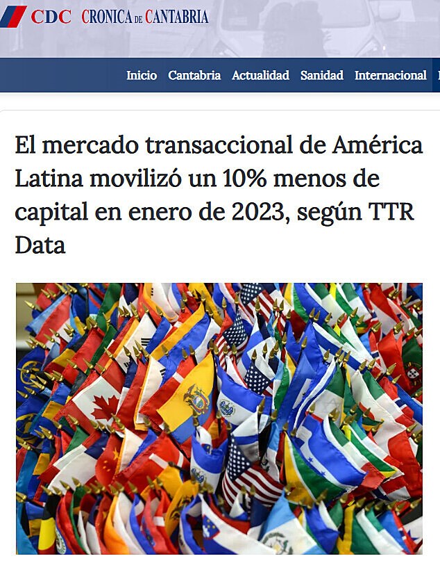 El mercado transaccional de Amrica Latina moviliz un 10% menos de capital en enero de 2023, segn TTR Data